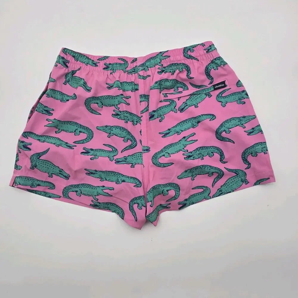 Chubbies Swim Trunks Mens Pink Alligator Glades Brief Liner Shorts